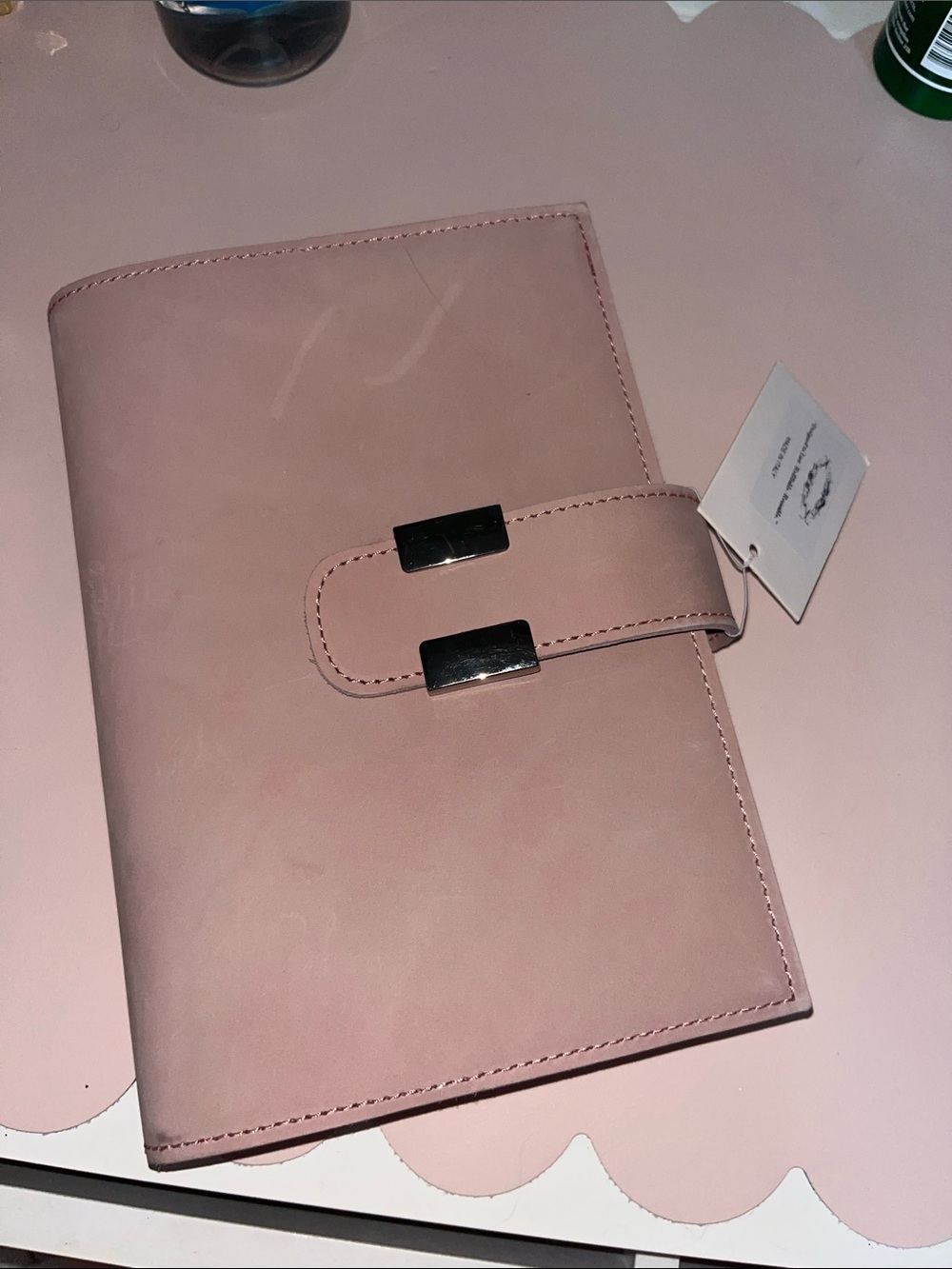 Blush Pink Leather Journal Cover and Notebook